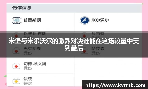 米堡与米尔沃尔的激烈对决谁能在这场较量中笑到最后